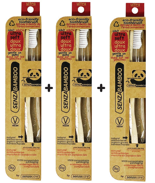 3 x Ultra Soft Bamboo Toothbrush