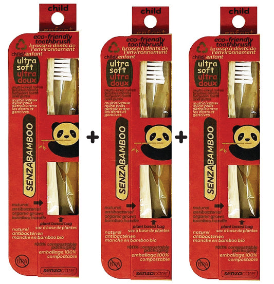 3 Child Ultra Soft Eco-Friendly Bamboo Toothbrushes